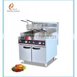 Stainless steel electric kitchen 2 bank 4 basket fryer with oil filter
