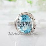 Latest Romantic 925 Sterling Silver Blue Topaz Jewelry Engagement Ring