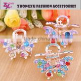 custom latest hot sale rhinestone ladys crystal butterfly fashion stone hair clips