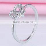 Wholesale Zircon Heart Design Bowknot Design 925 Sterling Silver Rings thumbnail-3