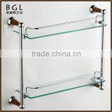 Multi-purpose Direct Marketing Factory Zinc Alloy Chrome Plated Bathroom Accessories Wall Mounted Glass Shelf