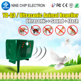 Outdoor solar ultrasonic animal repeller bird dog control with light