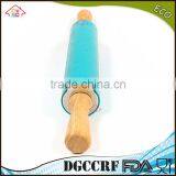 NBRSC Competitive Non-stick Silicone Rolling Pin With Wooden Handle Pastry Dough Roller Dumplings thumbnail-5