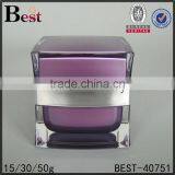 Luxury Acrylic Cosmetic Cream Jar 15g 30g 50g Transparent Plastic Cosmetic Cream Jar With Aluminum Silver Color Cap thumbnail-4