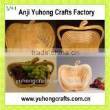100% Bamboo Made Apple Shape Folding Fruit Basket thumbnail-1