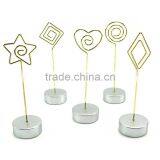115mm Tall Wire Spiral Memo Clips With Round Silver Resin Base for Wedding Use ,5 Different Designs