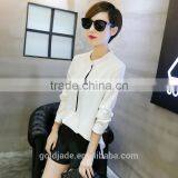 2017 Korean Design Pure Color Long Sleeve Ladies Tops Fashion Women Chiffon Blouse Designs thumbnail-5