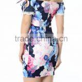 Guangzhou Woman Clothes Floral Print off Shoulder Dress Women Summer thumbnail-3