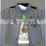 New Style Fashion High Quality Short Sleeve Plaid Boys Shirt+T-Shirt Set thumbnail-2