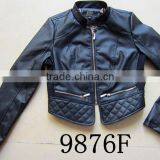 Women Fashion Coat pu Leather Quilted Short Style Jacket thumbnail-1