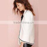 HAODUOYI Women New Unique Design White Cloak Style White Tie Front Color Block Cape thumbnail-3