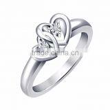 Designer Silver Plated CZ Studded Double Heart Ring thumbnail-1
