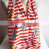 Scarf , Printed White Scarf ,Printed Infinity Scarf ,White Infinity Scarf thumbnail-2