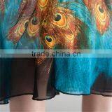 Maxi Peacock Feathers Printed Multiple Wear Long Ethnic Skirts thumbnail-5