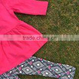 New Arrival Hot Pink Top Aztec Pants With Scarf 3 Pieces Set Girls Children Set Baby Kids Wear Baby Suit Boutique Set thumbnail-3