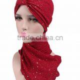 New Sequins Arabic Headscarf Hat Hat Scarf One Hat Muslim Hat thumbnail-5