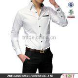 2017 MTO Mens Contrast Color Poplin White Tuxedo Shirt thumbnail-1