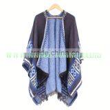 Latest Design Ladies Scarf/shawl Pashmina Natural Rex Rabbit Fur Poncho With Big Fox Collar Trim thumbnail-1