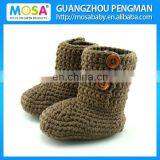 2015 Newborn Baby Boys Booties With Button Ankle Boots Baby Crochet Shoes Brown thumbnail-2