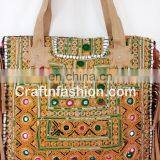 BOLSO DE FRANCIA INDIAN BANJARA-Vintage Banjara Handbag Leather Fringe Handbag- Genuine Leather Hand Bag Banjara Gypsy Tote Bags thumbnail-2