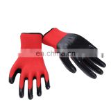 13 gauge nylon knitted nitrile coated red gloves/safety working nitrile gloves