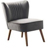 Velvet Upholstered Armless Accent Chair ,Single Leisure Chair for Living Room thumbnail-1