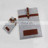Leather Decoration Felt Tablet Sleeve Protective Pouch Bag Set With Cell Phone Storage Bags thumbnail-1