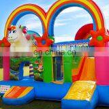 Commercial Party Rental Inflatable Princess Unicorn Bouncy Castle Pink Rainbow Bounce House Combo With Dry Slide thumbnail-3