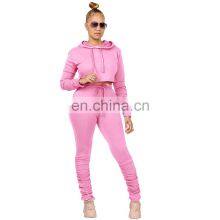 Factory Wholesale Custom Spring and Summer Fashion Sports and Leisure Women's Hooded Sweater Slim Pants Sports Suit thumbnail-1