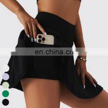 Custom Sportswear Quick Dry Fitness Running 2-in-1 Skirt Women Golf Shorts Skirts High Waist Tennis Skirt With Pockets thumbnail-3