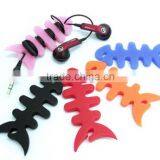 Fashion Wholesale Price Soft Silicone Fish Bone Earphone Cable Winder thumbnail-2