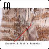 Factory Direct Wholesale Price Lady's Rabbit Knitted Fur Waistcoat With Fur Tassels thumbnail-4
