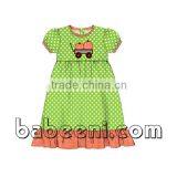 Nice pumpkin truck applique dress for girl