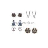 Cute Enamel Penguin WishBone Black Brown Dimante Heart Mixed Design Earring Set thumbnail-1