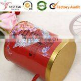 Fashion Colored Printed Tin Cookie Biscuit Food Packaging Box Round Metal Box With Handle thumbnail-2