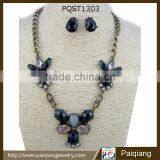 2016 Spring and Summer New Design White Diamond Necklace and Earring Jewelry Set thumbnail-3