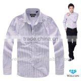 Classic Long Sleeve Latest Brand Design Pink Stripe Slim Fit 100% Cotton Business Formal Men Dress Shirt thumbnail-1