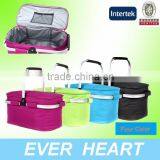 XZH 24L Foldable Round Picnic Basket With Portable Aluminium Handle