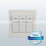 Wenzhou Manufacturer Pure White 3 Gang 1 Way Electric Wall Switch