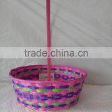 Easter/Spring Bamboo Basket Lined With Colorful Feather thumbnail-1