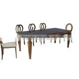 Factory Production Stainless Steel Rose Gold Rectangle Glass Dining Table thumbnail-1