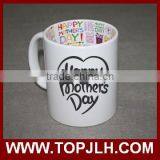 Promotional Plain White Double Wall Pure White Ceramic Mug With Handle thumbnail-4