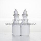 White Set of 2 Cheap Ceramic Bottles for Olive Oil thumbnail-1