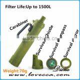 Water Purifier Straw Personal Portable Filter Straw With Survival Compass00 ,whistle , Mirror ,Tourniquet and Carabiner thumbnail-1