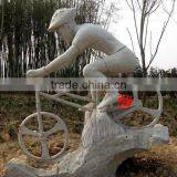 Stone Sport Man Statue With Bike,marble Riding Sculpture thumbnail-1