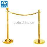 Golden Steel Rope Stanchion Ball Top Queue Rope Barrier thumbnail-4