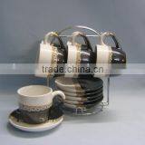 Set of 6 Double Glazed Ceramic Sublimation Mug and Saucer With Stand thumbnail-1