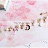 Gold Cat Moon Star Enamel Bowknot Heart Shape Key Charms Bracelet Pearl Bead Linked Bracelet thumbnail-3