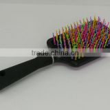 rainbow hair brush, fashion detangling hairbrush, rainbow detangle brush ,plastic detangling hair brush