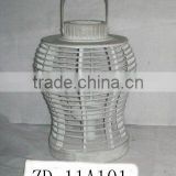 bamboo wooden LANTERN with glass cup candle holder